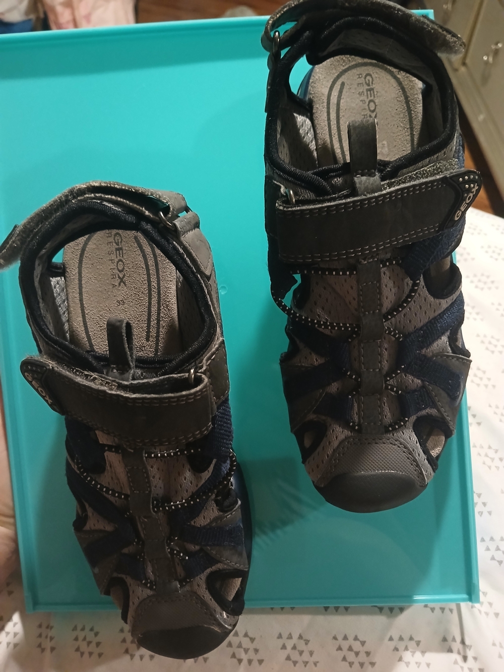 Geox Kids Gray and Navy Closed-Toe Sandals